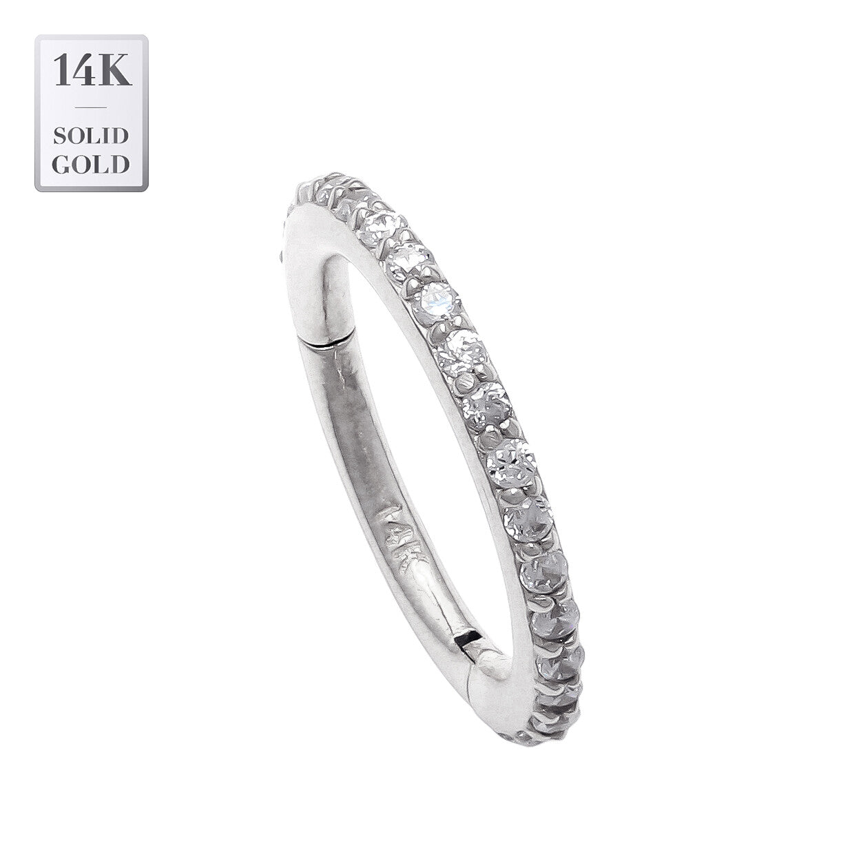 14K REAL Solid Gold Cubic Zirconia Body Hoop Ring Nose Cartilage Earring Minimal