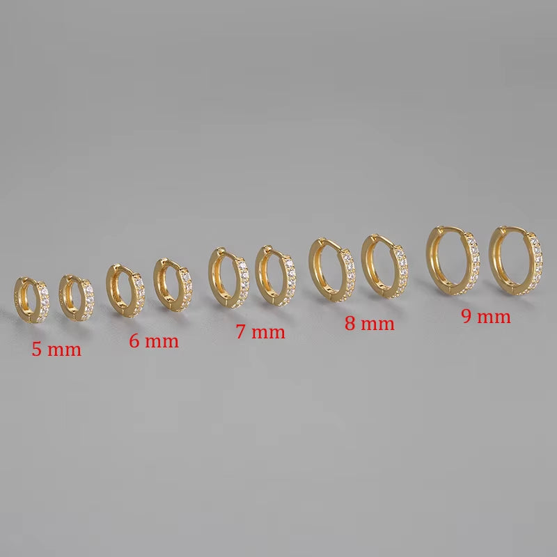 2PCS Stainless Steel Minimal Hoop Earrings Crystal Zirconia Small Huggie Thin Cartilage Earring Helix Tragus Piercing Jewelry