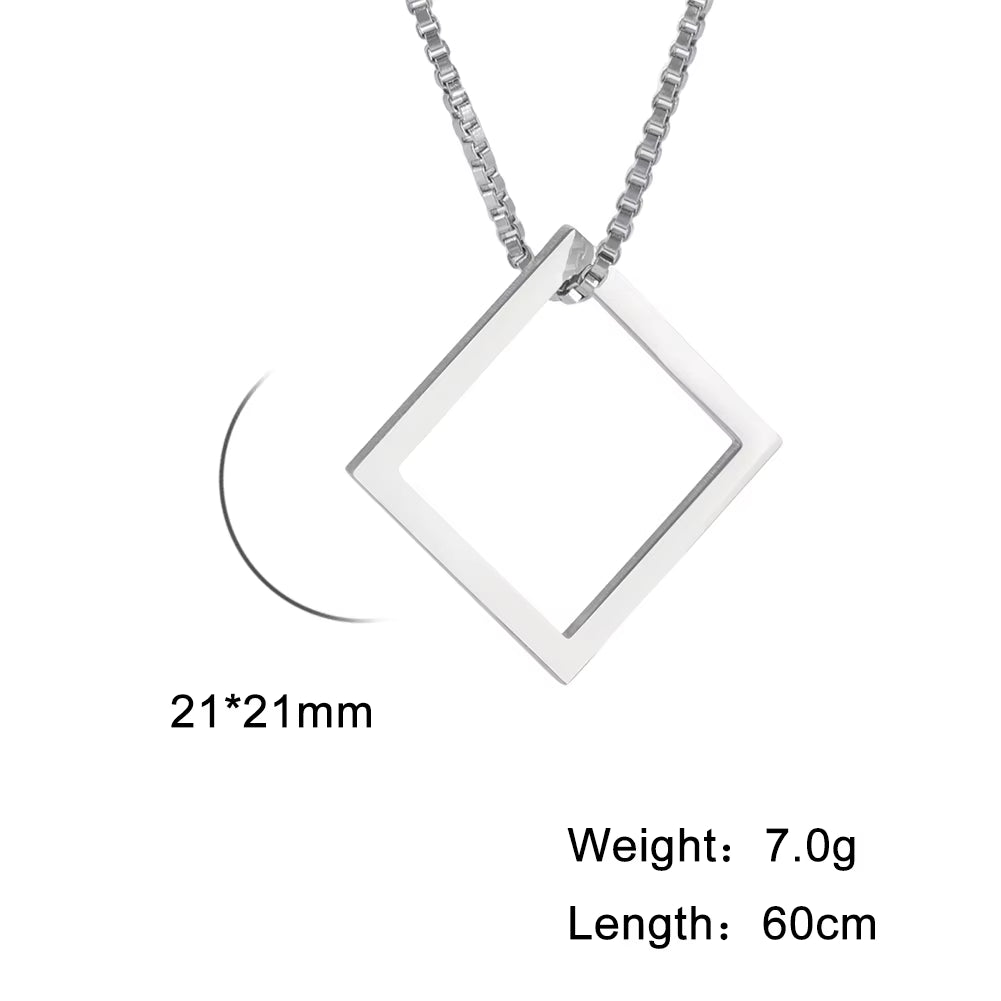 Black Triangle Necklace for Men Minimal Geometry Pendant Stainless Steel Necklace Grunge Punk Male Jewelry Birthday Gift