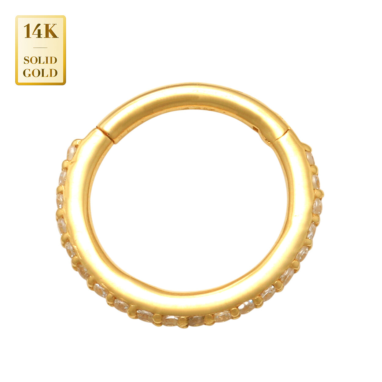 14K REAL Solid Gold Cubic Zirconia Body Hoop Ring Nose Cartilage Earring Minimal