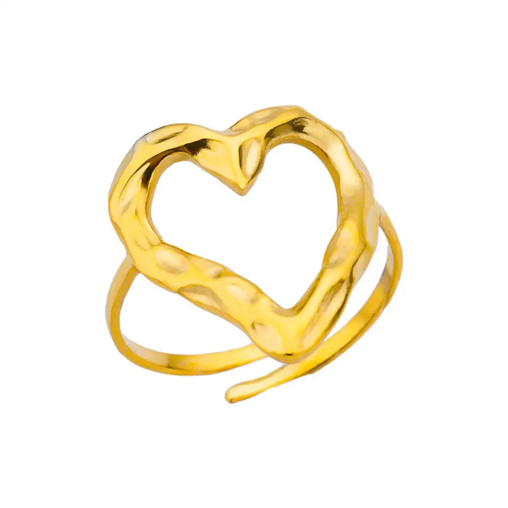 Minimalist Texture Stainless Steel Geometric Rings for Women Gold Color Opening Couple Ring Aesthetic Wedding Christmas Jewelry