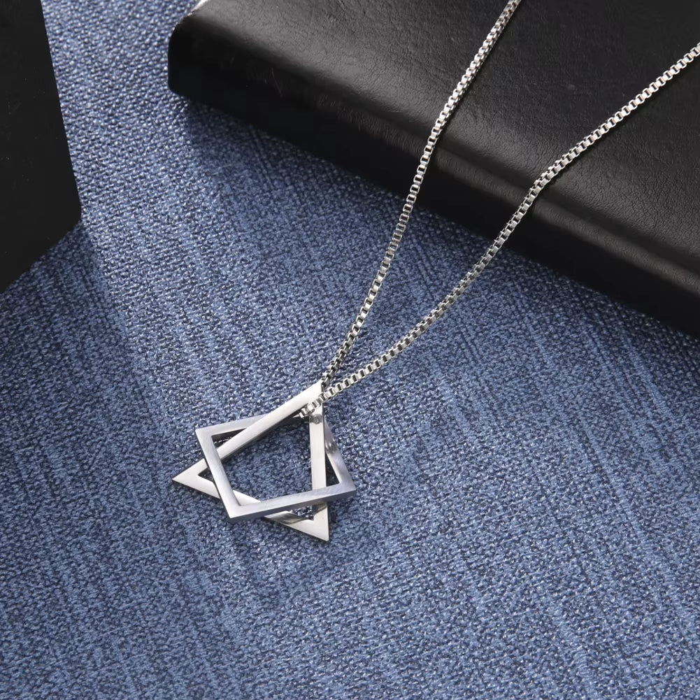 Black Triangle Necklace for Men Minimal Geometry Pendant Stainless Steel Necklace Grunge Punk Male Jewelry Birthday Gift