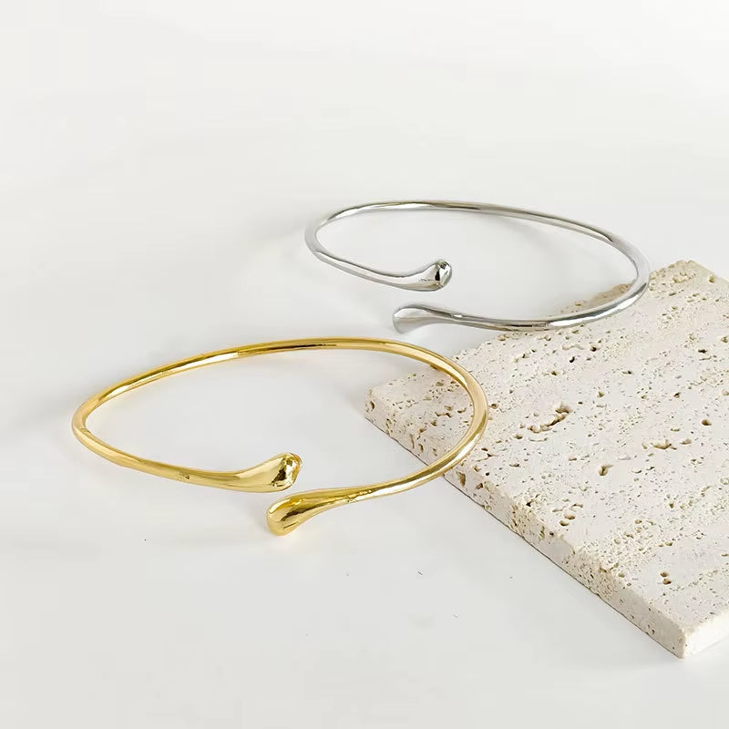 Stainless Steel Water Drop Shape Upper Arm Bracelet for Women Trendy Geometric Adjustable Bangles Vintage Simple Jewelry Gifts