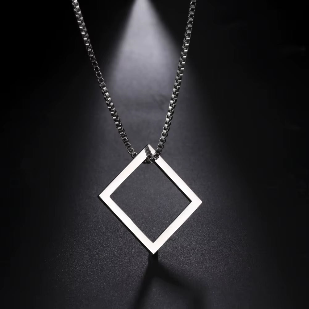 Black Triangle Necklace for Men Minimal Geometry Pendant Stainless Steel Necklace Grunge Punk Male Jewelry Birthday Gift