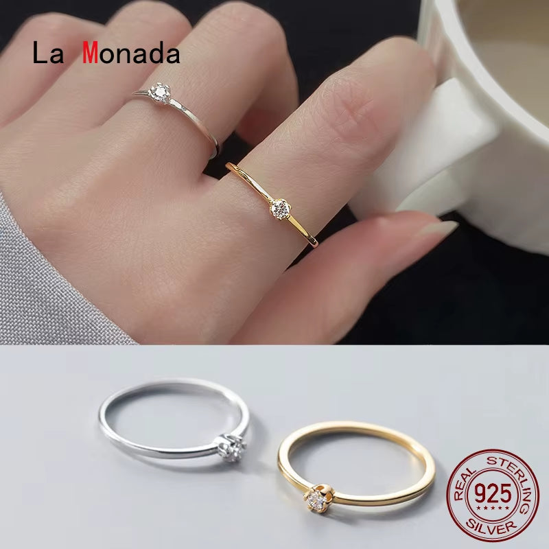Women Ring 925 Sterling Silver Minimalist Rings for Women 925 Silver Fine in Jewerly Rings Woman Wedding Wish Inlay 40