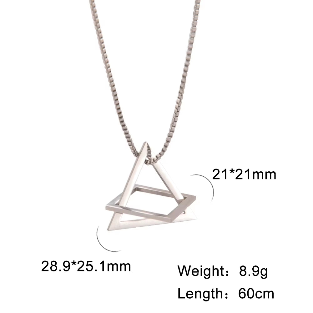 Black Triangle Necklace for Men Minimal Geometry Pendant Stainless Steel Necklace Grunge Punk Male Jewelry Birthday Gift
