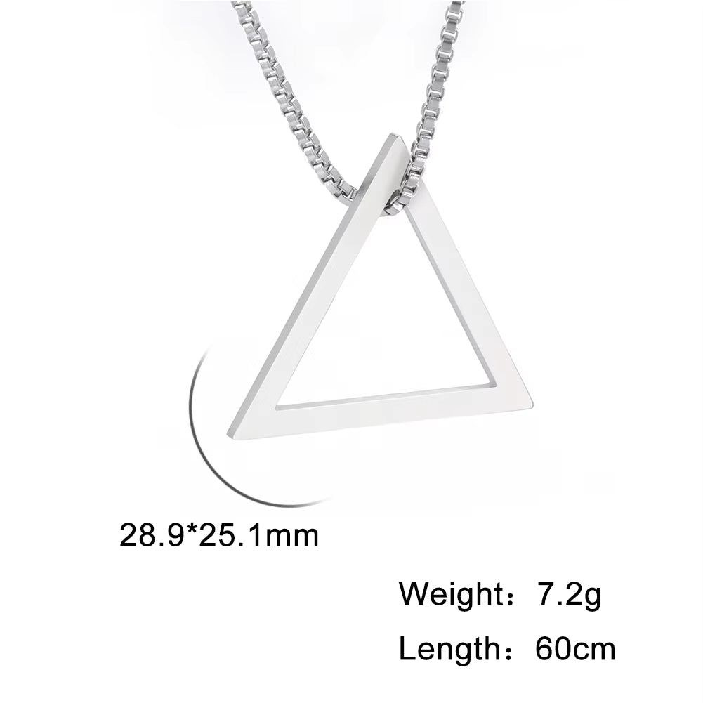Black Triangle Necklace for Men Minimal Geometry Pendant Stainless Steel Necklace Grunge Punk Male Jewelry Birthday Gift