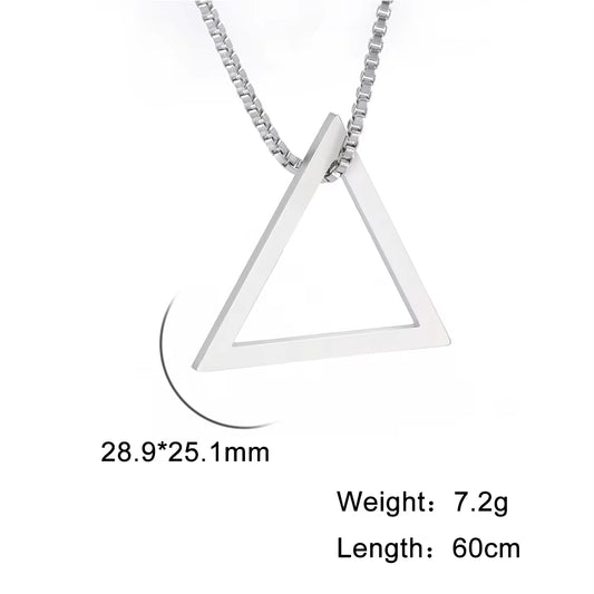 Black Triangle Necklace for Men Minimal Geometry Pendant Stainless Steel Necklace Grunge Punk Male Jewelry Birthday Gift