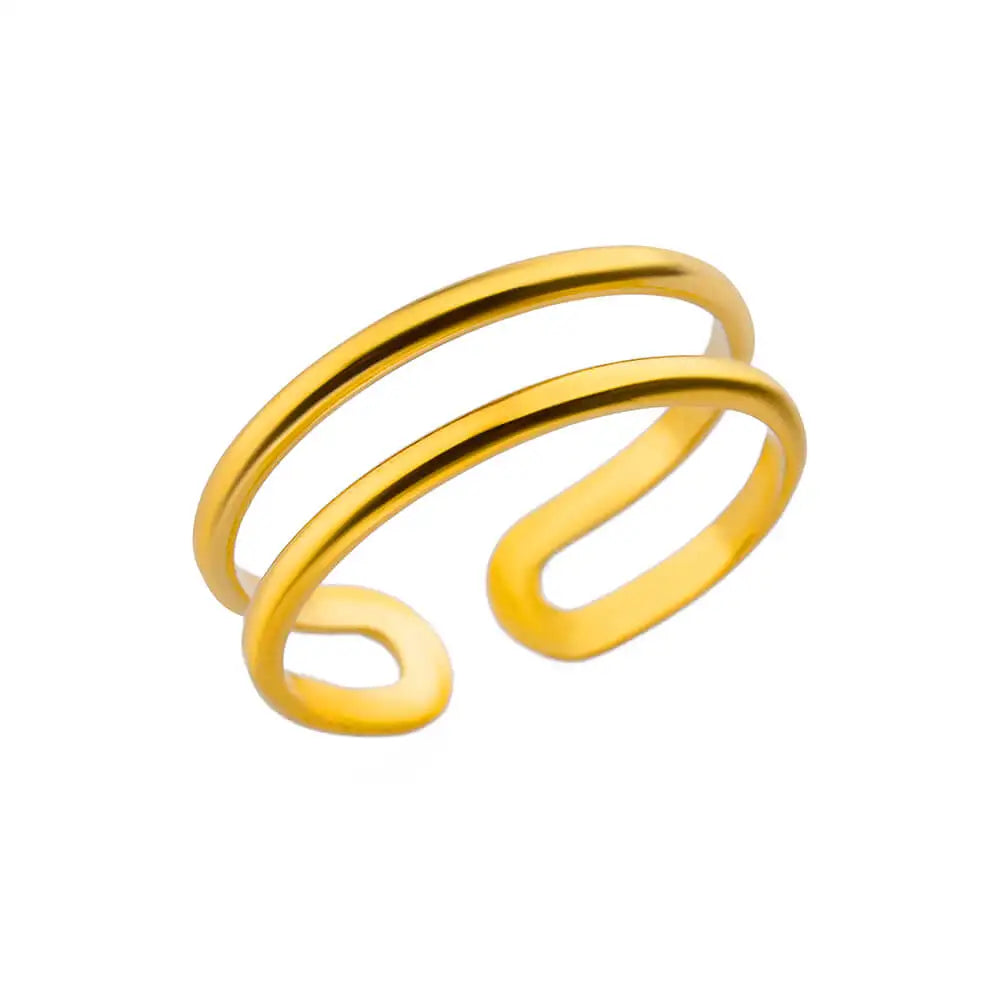 Minimalist Texture Stainless Steel Geometric Rings for Women Gold Color Opening Couple Ring Aesthetic Wedding Christmas Jewelry