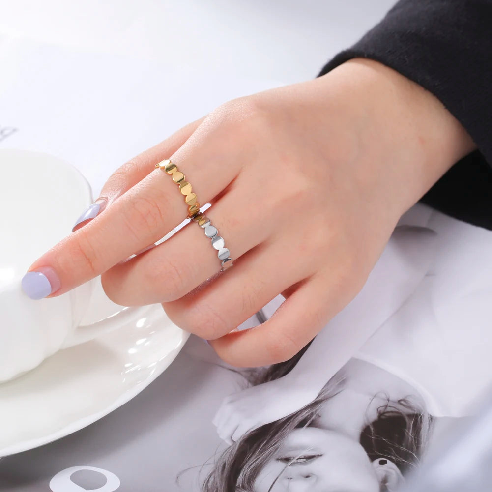 Fashion Geometric round Minimalist Rings for Women Girls Gold Color Stainless Steel Ring Wedding Party Jewelry Wholesale