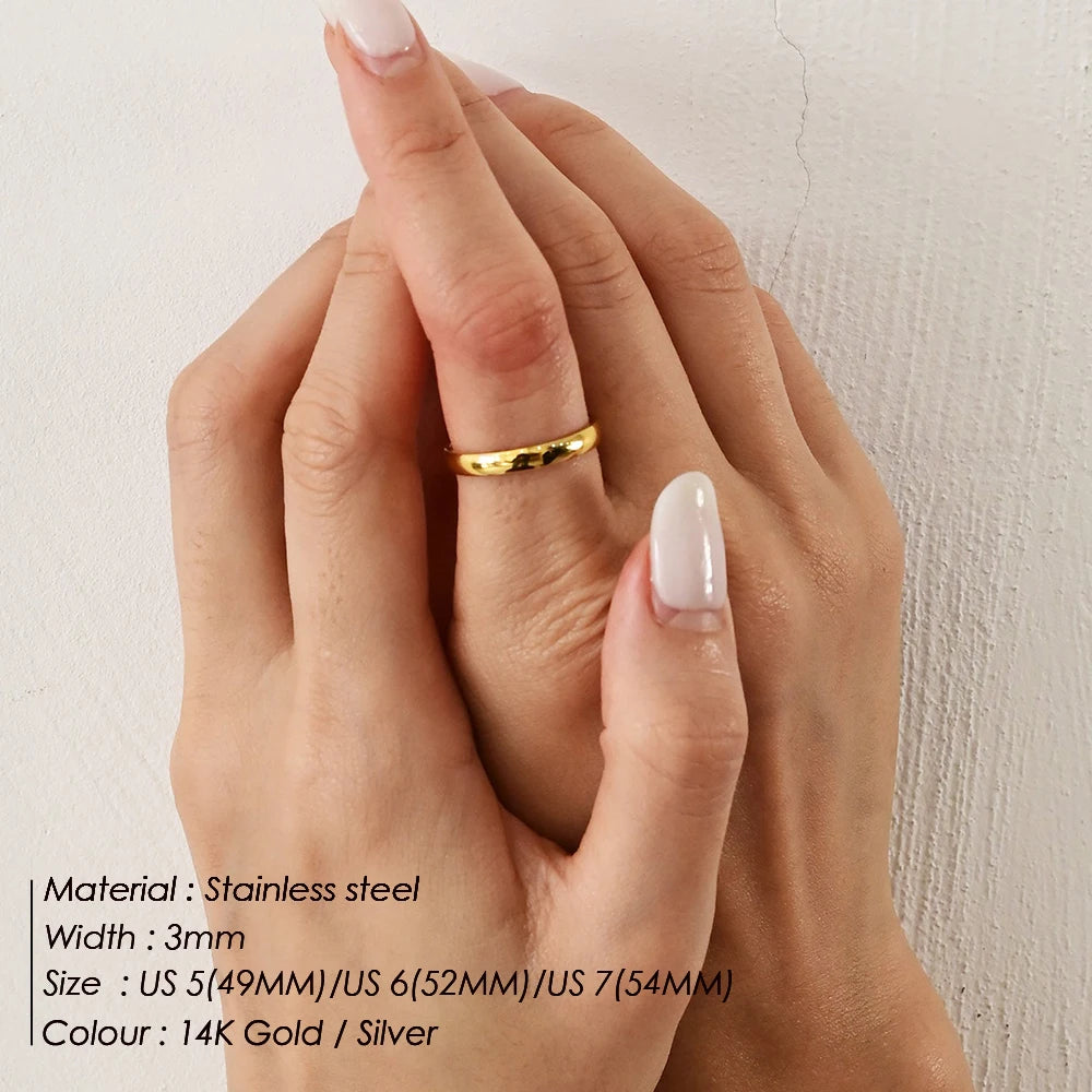 Minimalist Women'S Stainless Steel Rings Thin Classic Combo Dome Stacking Steel Wedding Rings Gift Gold Color Jewelry