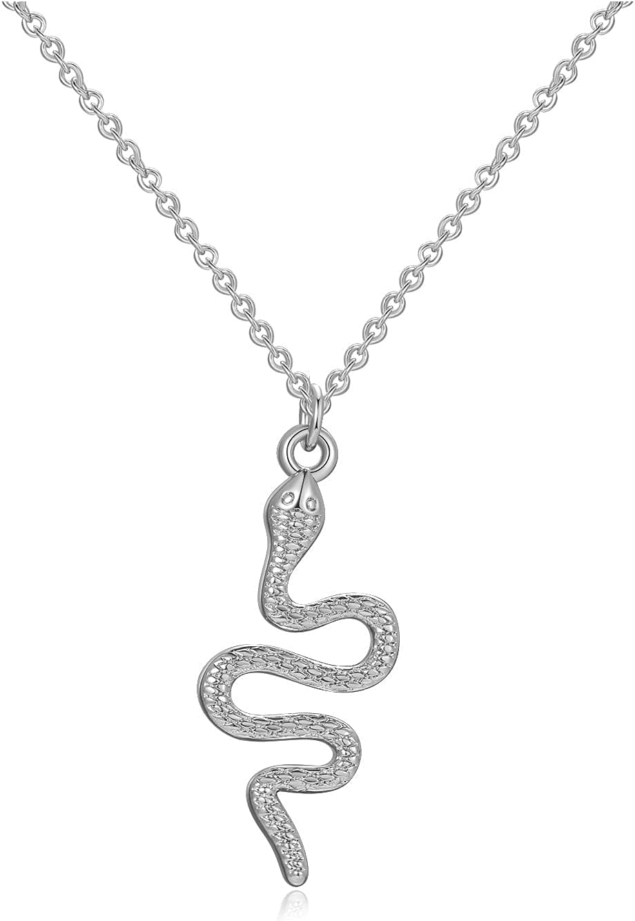 Snake Necklace for Women Silver Gold Snake Pendant Necklace Serpent Necklace Dainty Gold Necklace Trendy Silver Snake Jewelry (A: Silver Snake Necklace)