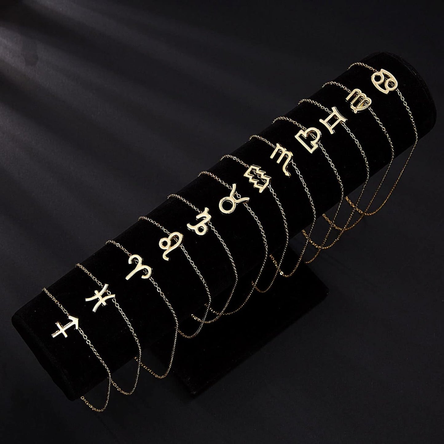 2PCS Zodiac Sign Necklace for Women Stocking Stuffers for Women 12 Constellation Necklace Cz Astrology Zodiac Gift