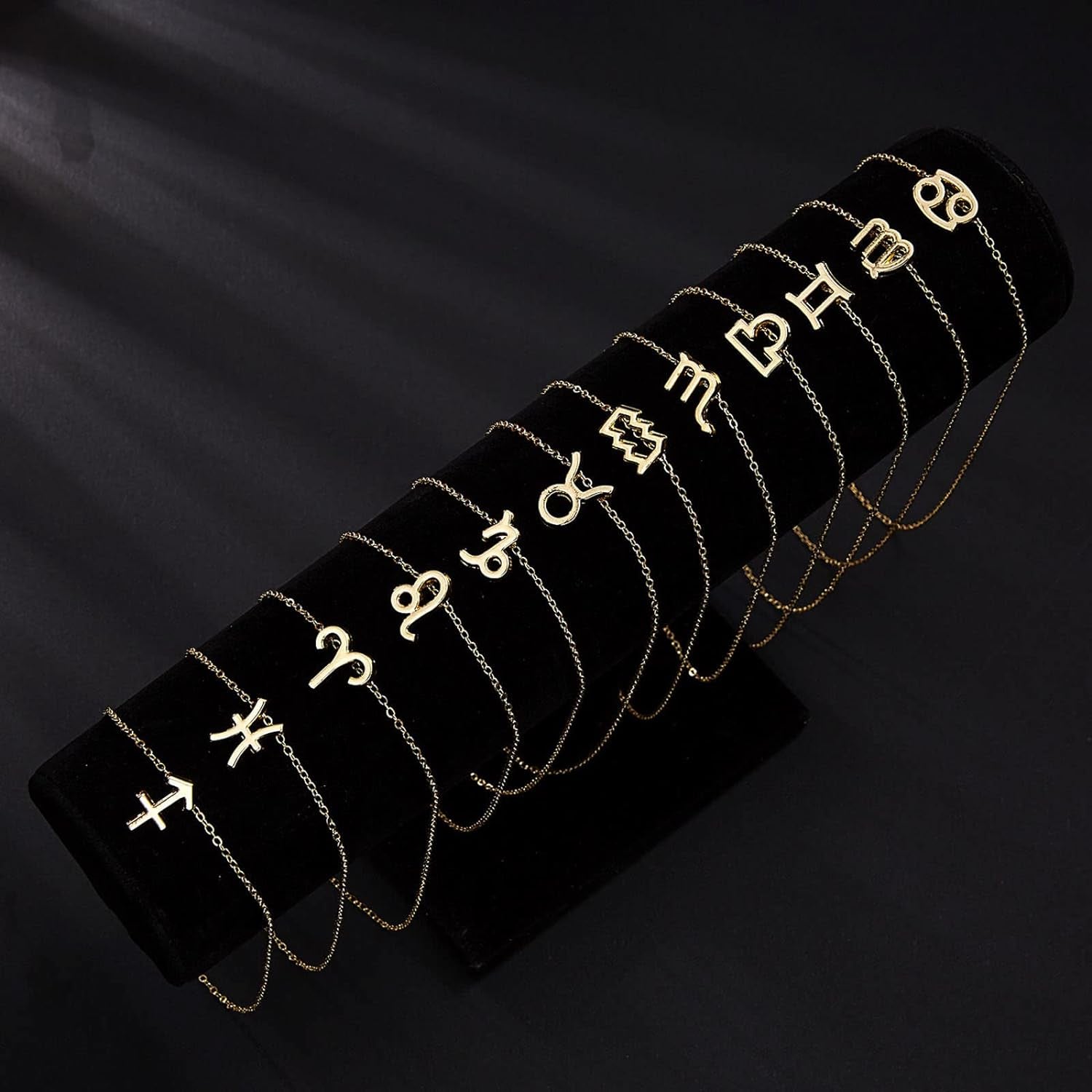 2PCS Zodiac Sign Necklace for Women Stocking Stuffers for Women 12 Constellation Necklace Cz Astrology Zodiac Gift