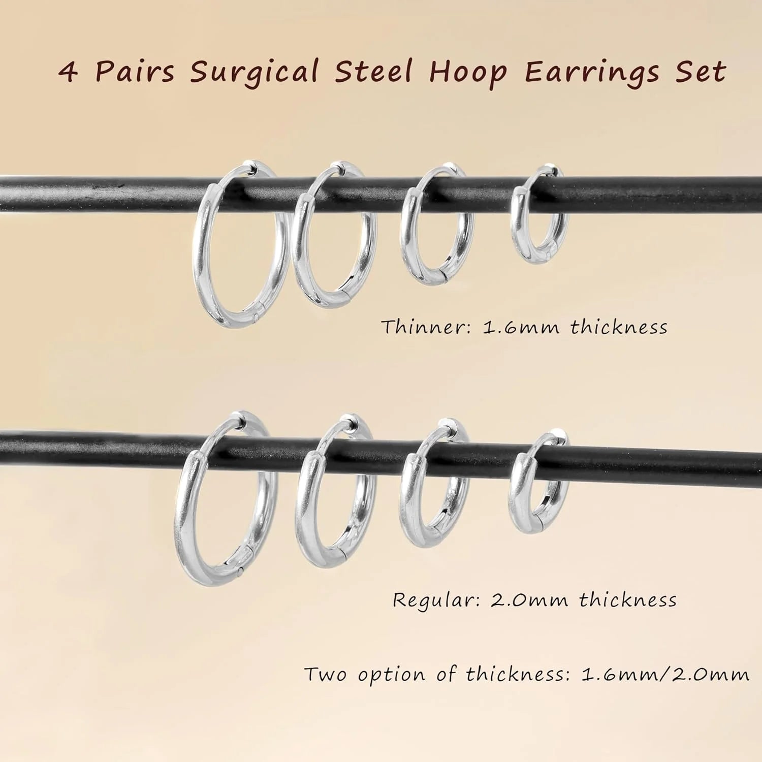 Small Hoop Earrings for Women Men Silver Huggie Hoop Earrings for Cartilage Helix Hypoallergenic Surgical Stainless Steel Earrings 6/8/10/12Mm Thin Silver Hoops Set for Women