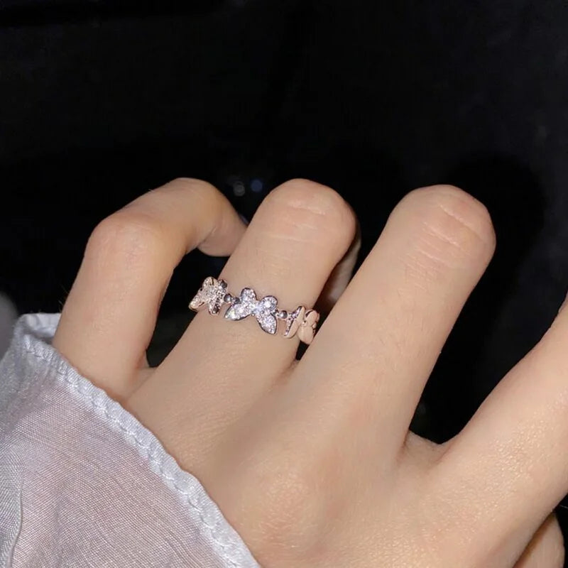 Fashion Silver Color Dancing Moving Butterfly Rings Dainty Insect Minimalist Rings for Women French Jewlery 2022 Trend Anillos