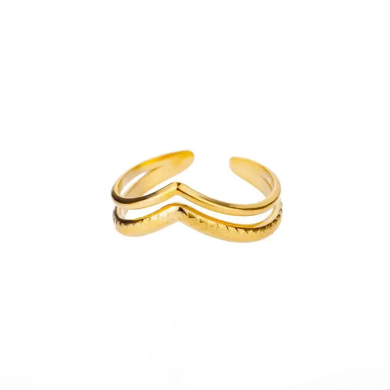 Minimalist Texture Stainless Steel Geometric Rings for Women Gold Color Opening Couple Ring Aesthetic Wedding Christmas Jewelry