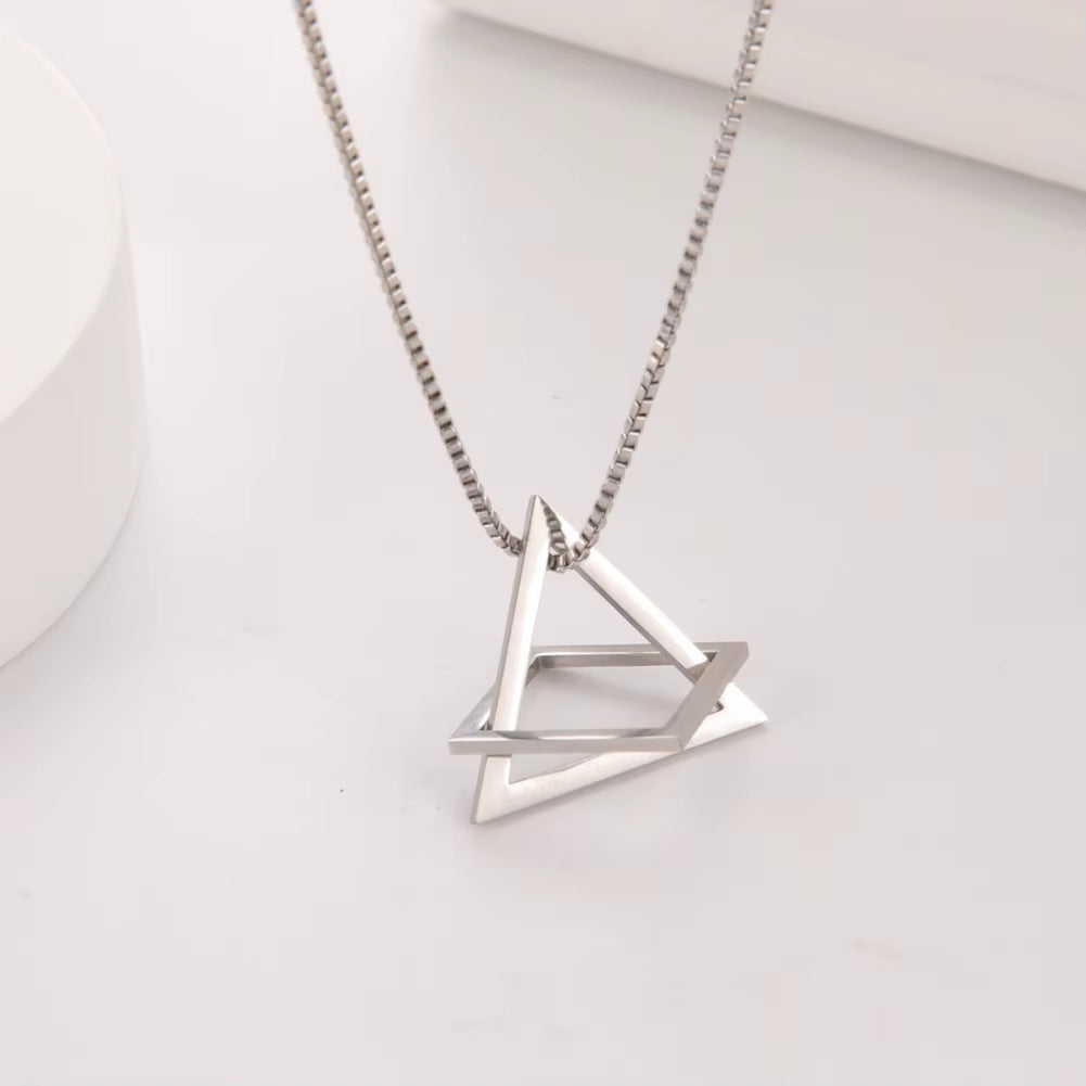 Black Triangle Necklace for Men Minimal Geometry Pendant Stainless Steel Necklace Grunge Punk Male Jewelry Birthday Gift