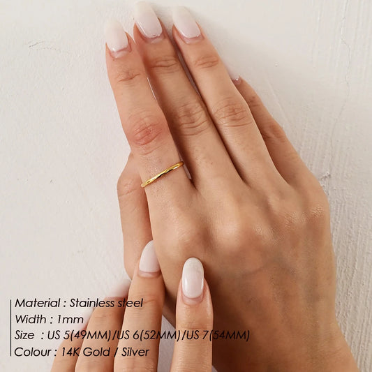 Minimalist Women'S Stainless Steel Rings Thin Classic Combo Dome Stacking Steel Wedding Rings Gift Gold Color Jewelry