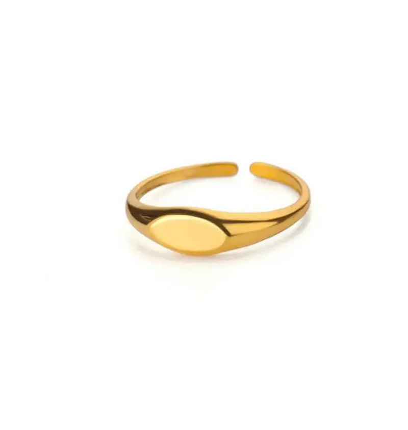 Minimalist Texture Stainless Steel Geometric Rings for Women Gold Color Opening Couple Ring Aesthetic Wedding Christmas Jewelry