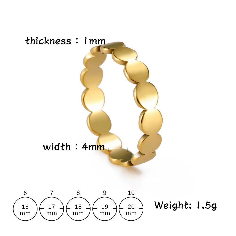 Fashion Geometric round Minimalist Rings for Women Girls Gold Color Stainless Steel Ring Wedding Party Jewelry Wholesale