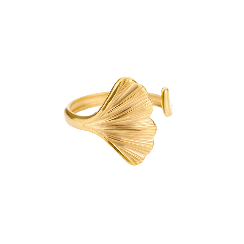 Minimalist Texture Stainless Steel Geometric Rings for Women Gold Color Opening Couple Ring Aesthetic Wedding Christmas Jewelry
