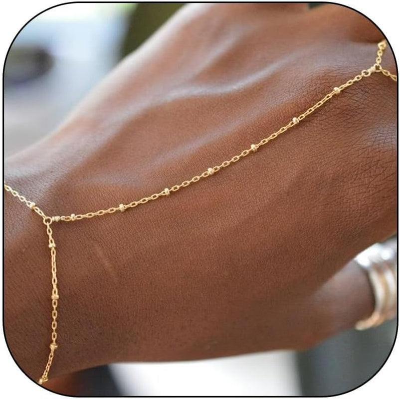 Hand Chain Bracelet Gold Bracelets Fing Ring Silver Rhinestone Chain Hand Jewelry Gifts for Women Trendy Stuffers