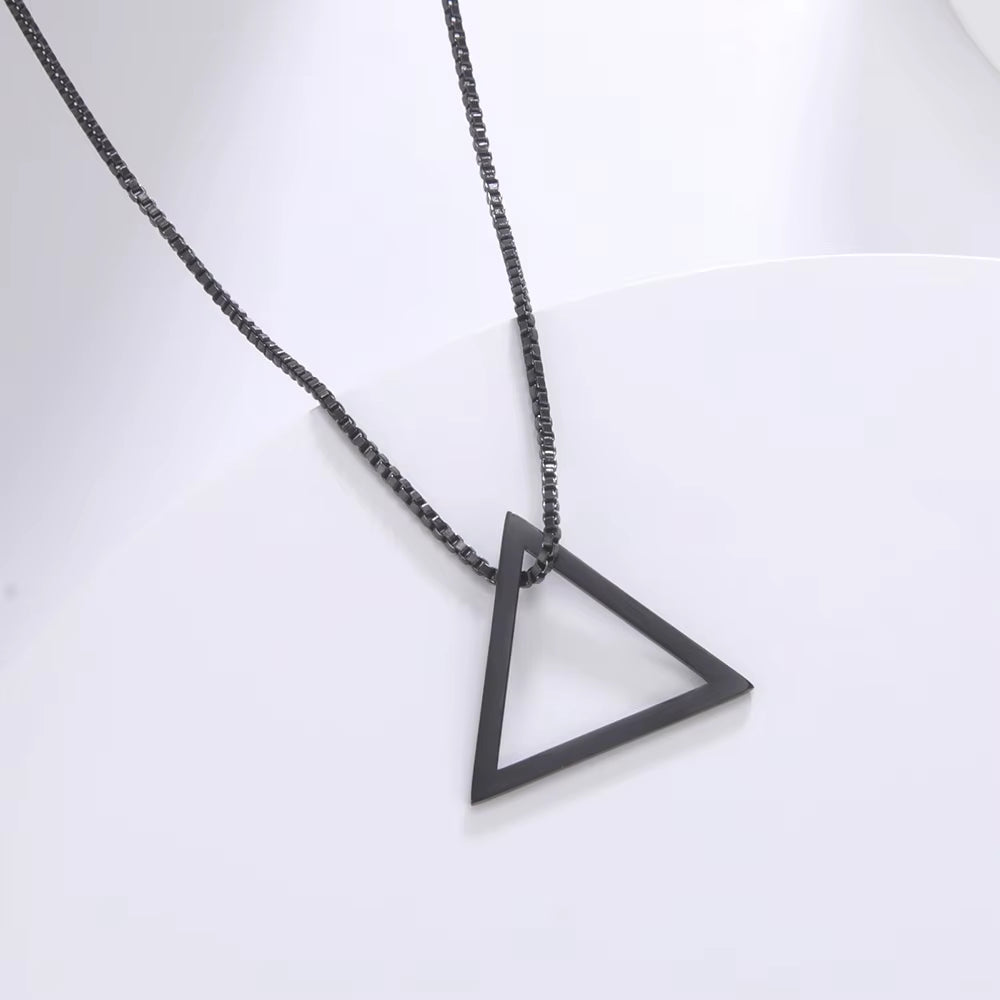Black Triangle Necklace for Men Minimal Geometry Pendant Stainless Steel Necklace Grunge Punk Male Jewelry Birthday Gift