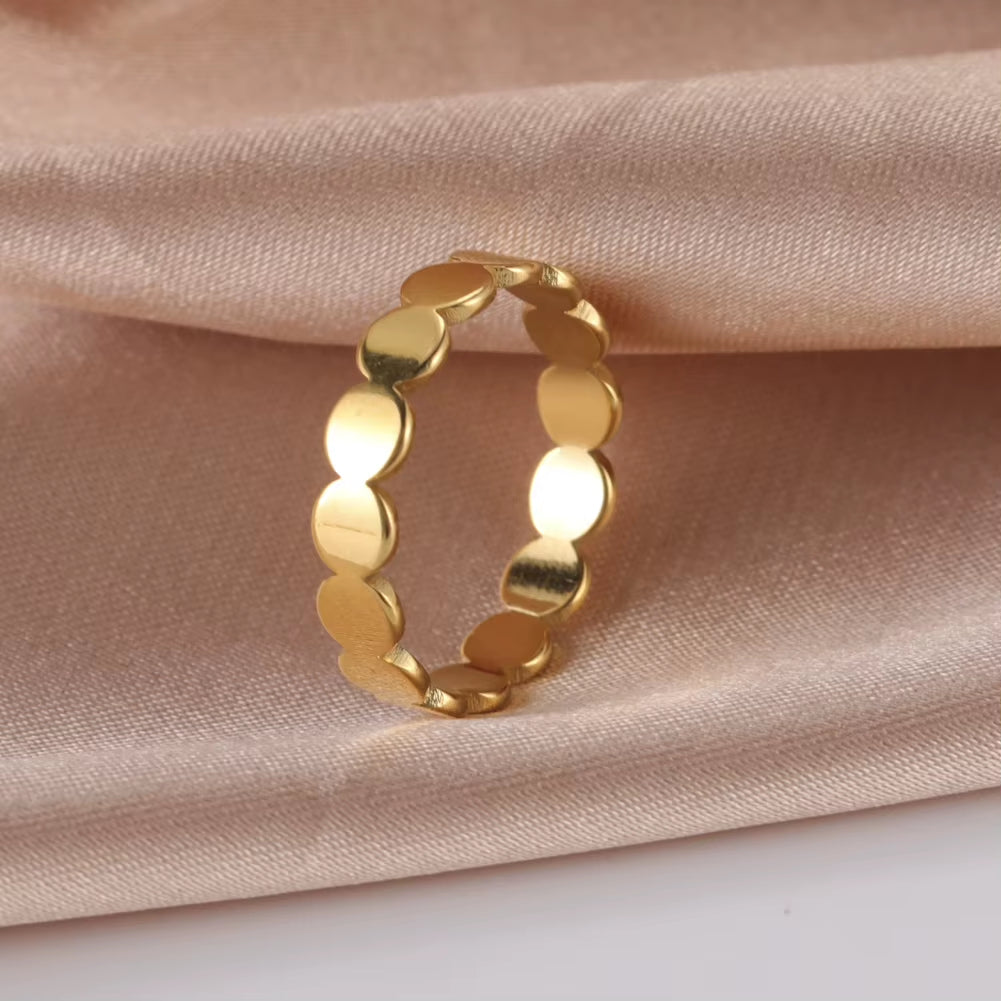 Fashion Geometric round Minimalist Rings for Women Girls Gold Color Stainless Steel Ring Wedding Party Jewelry Wholesale