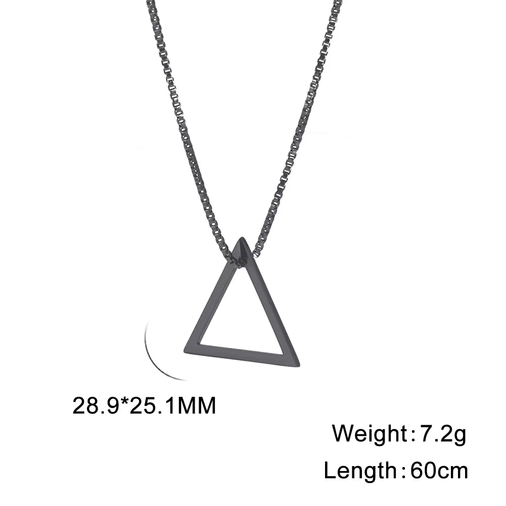 Black Triangle Necklace for Men Minimal Geometry Pendant Stainless Steel Necklace Grunge Punk Male Jewelry Birthday Gift