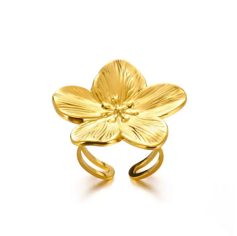 Minimalist Texture Stainless Steel Geometric Rings for Women Gold Color Opening Couple Ring Aesthetic Wedding Christmas Jewelry