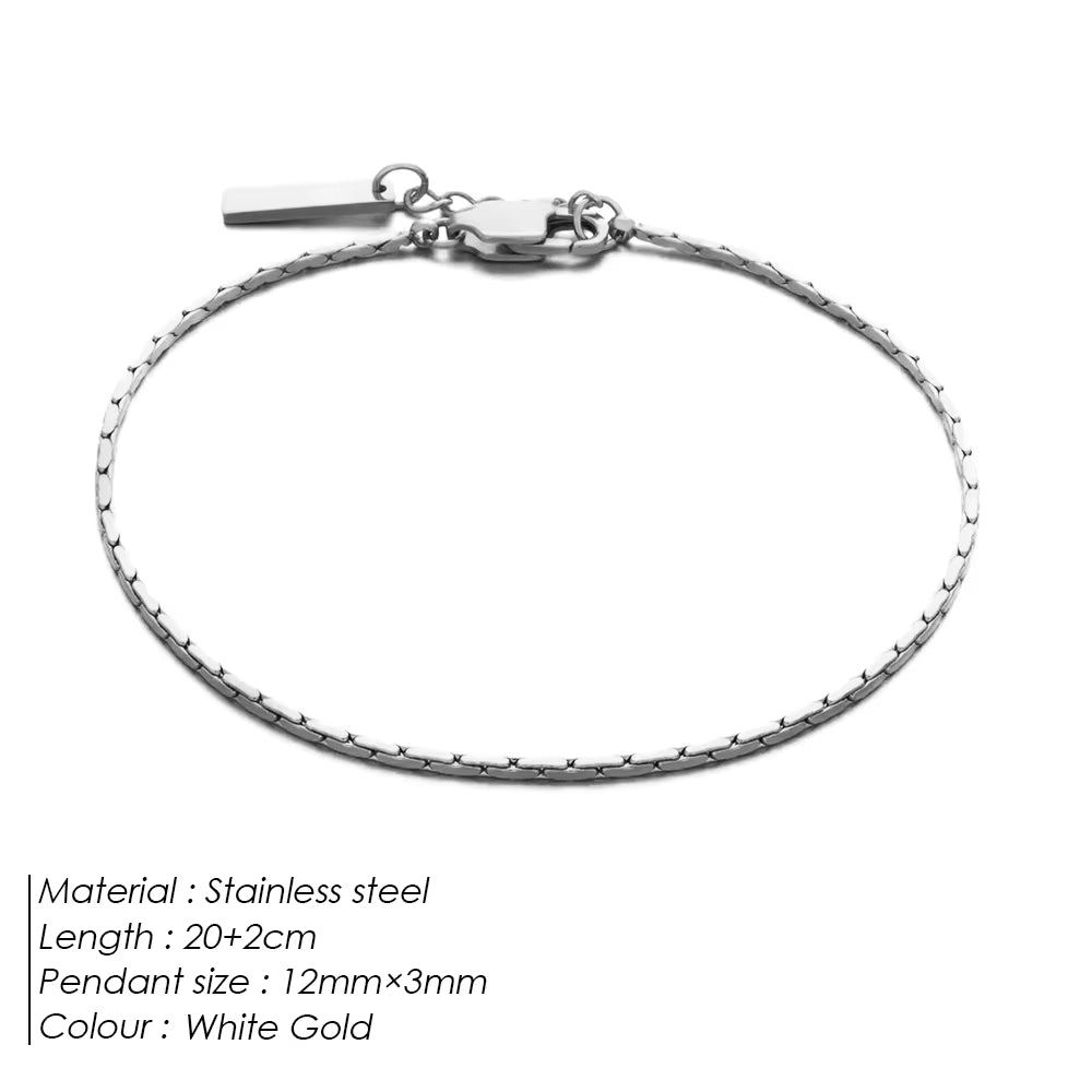 No Color Loss Jewelry Bracelet Minimalist Men'S Stainless Steel Waterproof White Gold Bracelet Wholesale Direct Sale