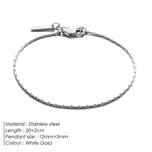 No Color Loss Jewelry Bracelet Minimalist Men'S Stainless Steel Waterproof White Gold Bracelet Wholesale Direct Sale