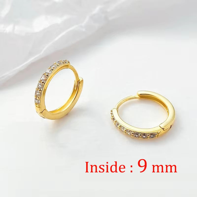 2PCS Stainless Steel Minimal Hoop Earrings Crystal Zirconia Small Huggie Thin Cartilage Earring Helix Tragus Piercing Jewelry