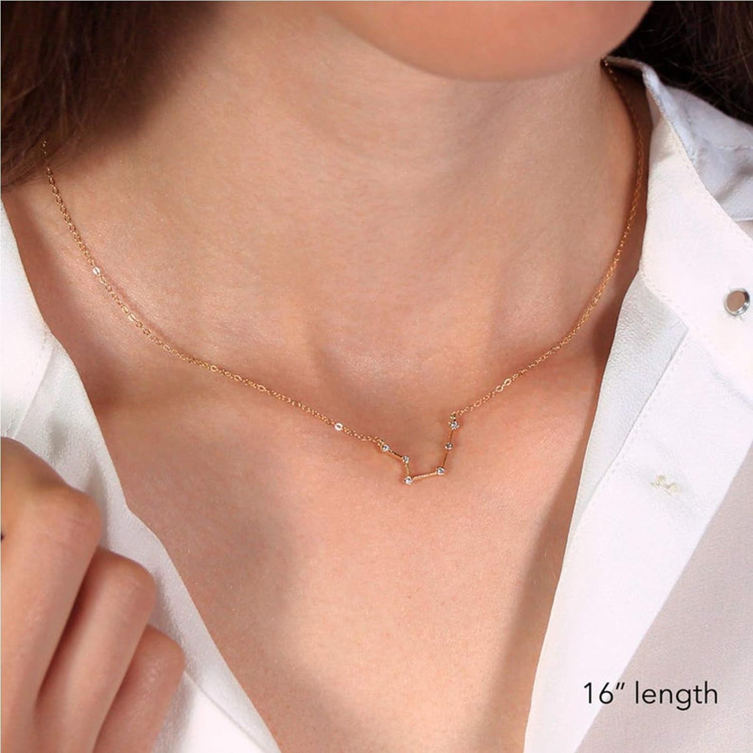 2PCS Zodiac Sign Necklace for Women Stocking Stuffers for Women 12 Constellation Necklace Cz Astrology Zodiac Gift