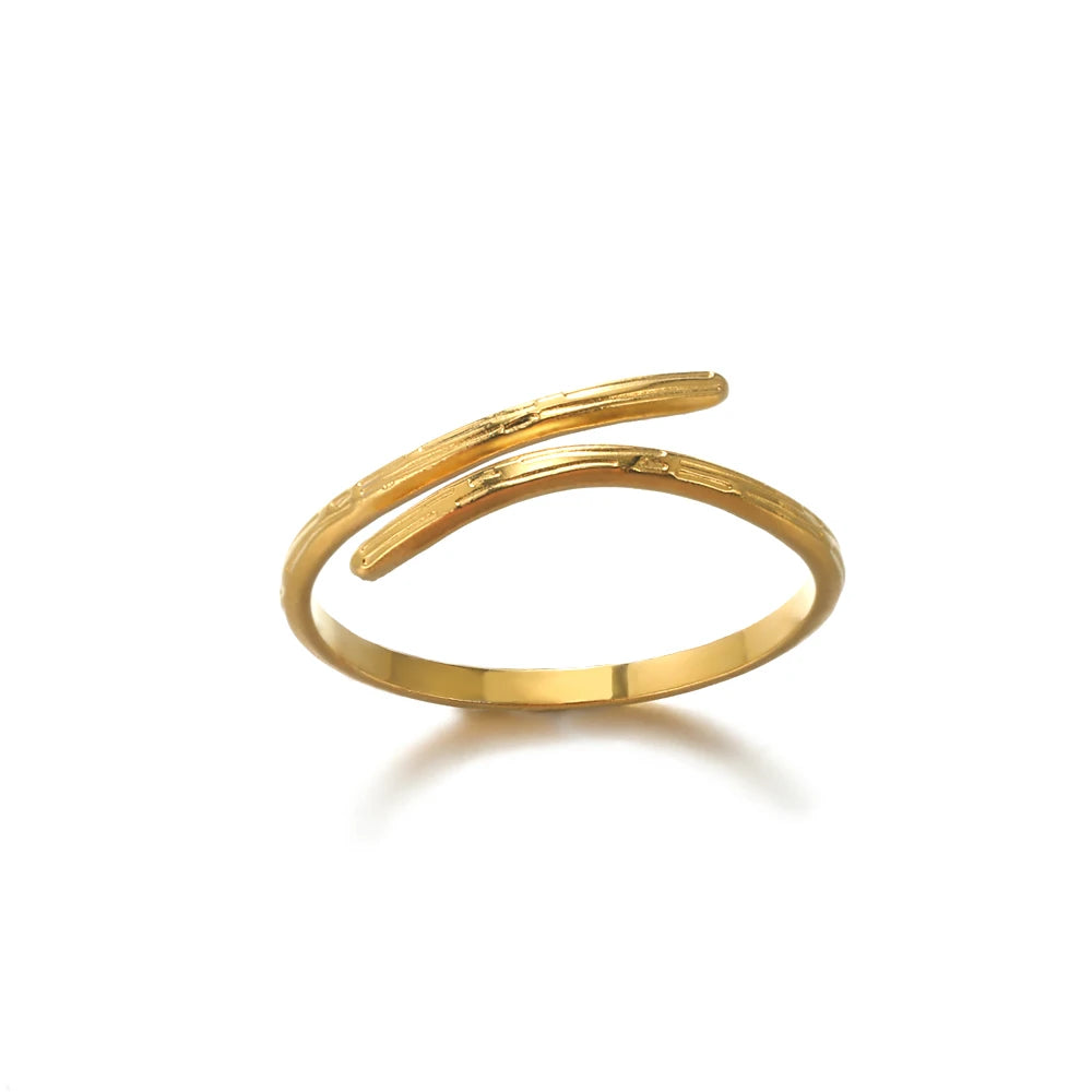 Minimalist Texture Stainless Steel Geometric Rings for Women Gold Color Opening Couple Ring Aesthetic Wedding Christmas Jewelry