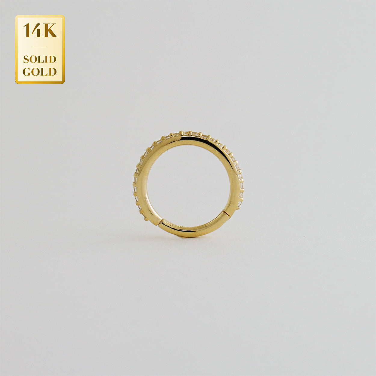 14K REAL Solid Gold Cubic Zirconia Body Hoop Ring Nose Cartilage Earring Minimal