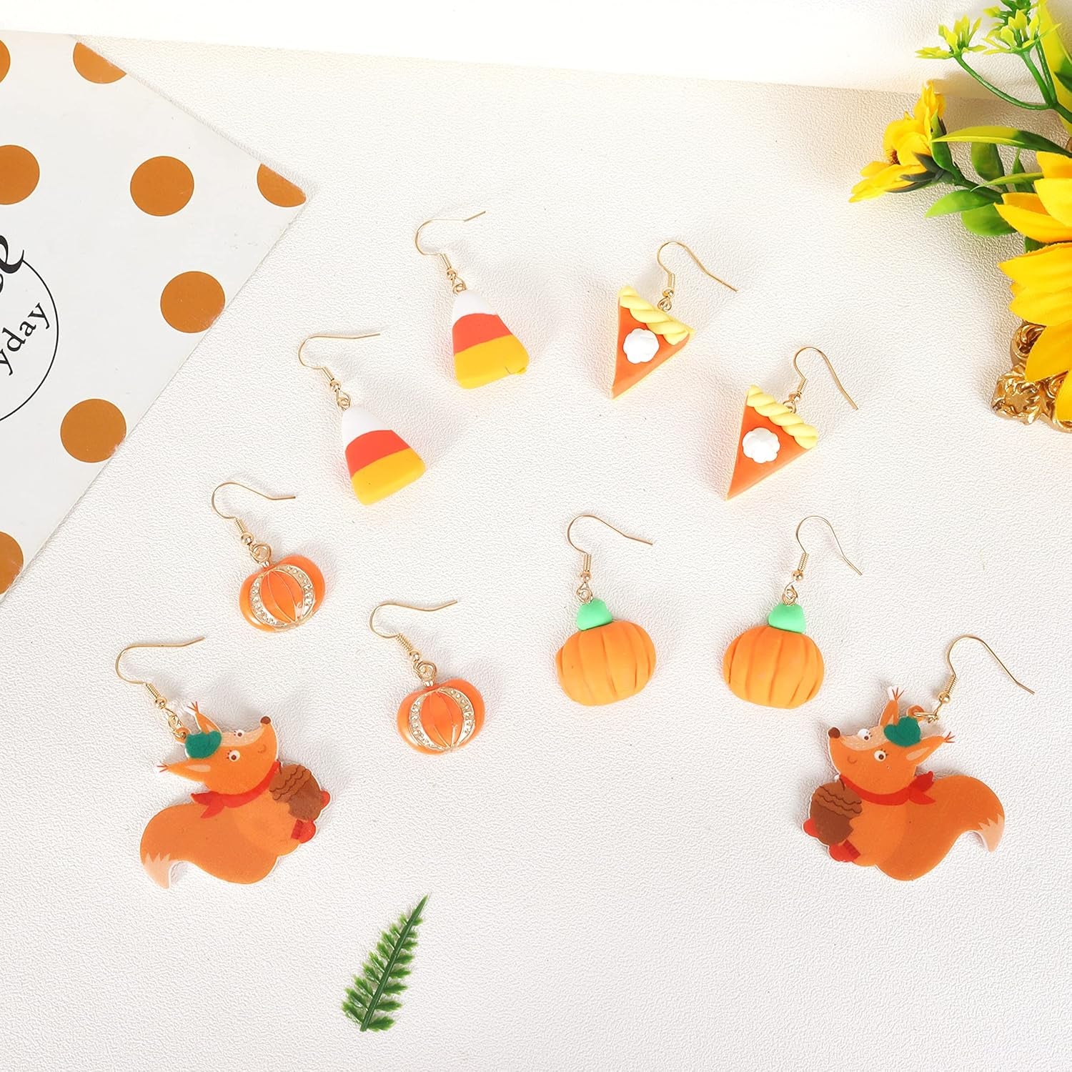 Thanksgiving Fall Earrings for Women Cute Maple Leaf Candy Corn Turkey Pumpkin Earrings Set Autumn Thanksgiving Party Costumes Holiday Jewelry Gifts