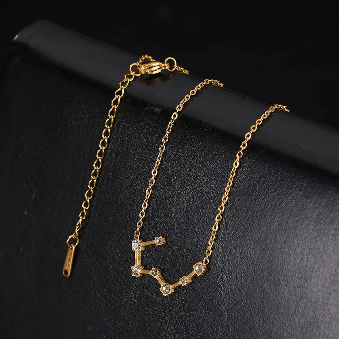 2PCS Zodiac Sign Necklace for Women Stocking Stuffers for Women 12 Constellation Necklace Cz Astrology Zodiac Gift