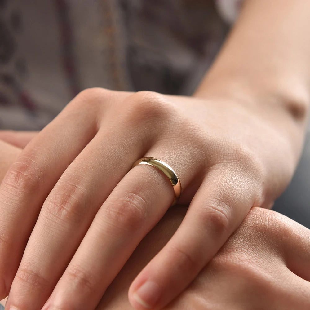 Minimalist Women'S Stainless Steel Rings Thin Classic Combo Dome Stacking Steel Wedding Rings Gift Gold Color Jewelry