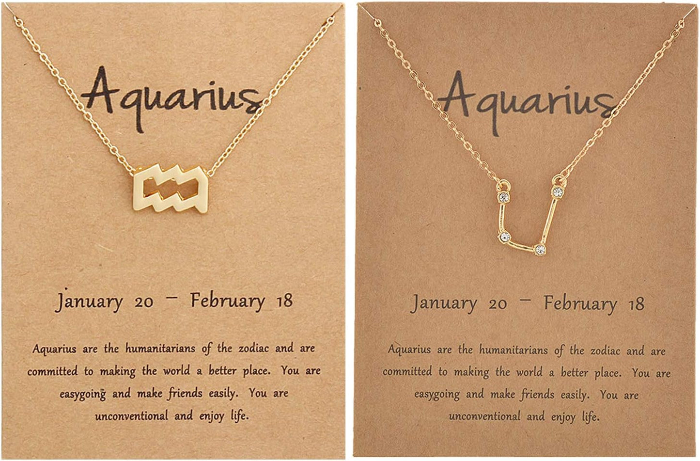 2PCS Zodiac Sign Necklace for Women Stocking Stuffers for Women 12 Constellation Necklace Cz Astrology Zodiac Gift