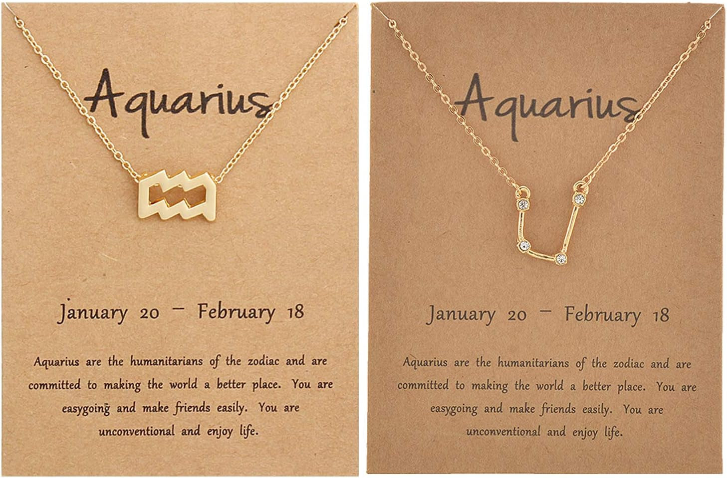2PCS Zodiac Sign Necklace for Women Stocking Stuffers for Women 12 Constellation Necklace Cz Astrology Zodiac Gift