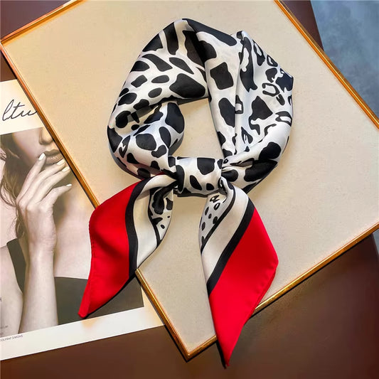 Luxury Brand Leopard Print Square Scarf Women'S Imitation Silk Scarf Casual Versatile Decoration Small Neck Scarf 70Cmx70Cm