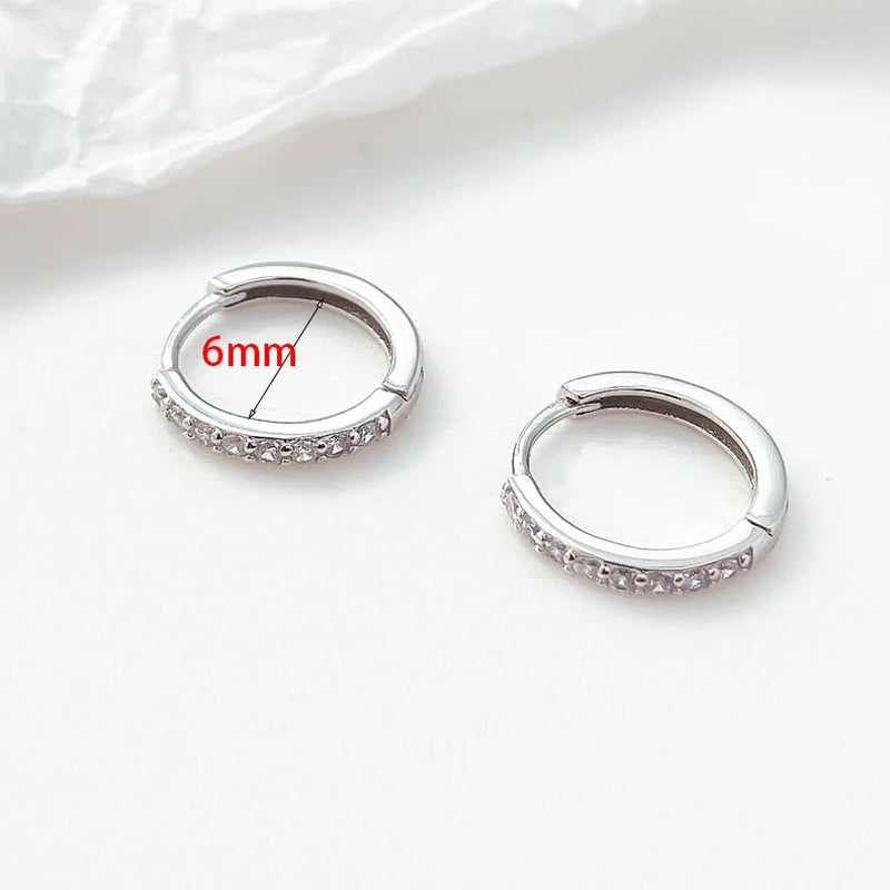 Korean Stainless Steel round Circle Small Hoop Earrings Women Multicolor Zircon Minimal Punk Cartilage Earring Piercing Jewelry