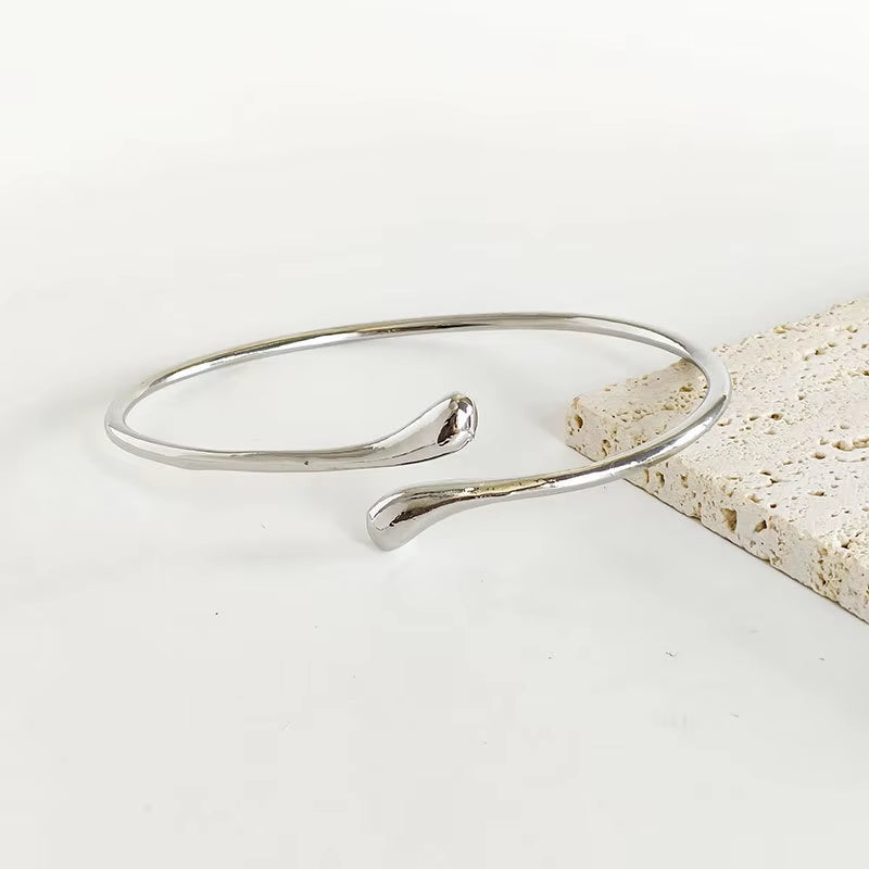 Stainless Steel Water Drop Shape Upper Arm Bracelet for Women Trendy Geometric Adjustable Bangles Vintage Simple Jewelry Gifts