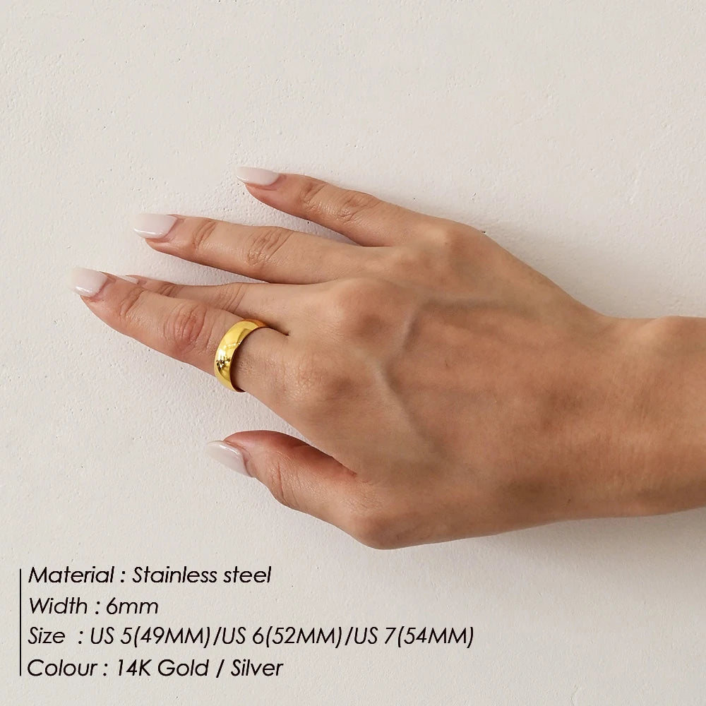 Minimalist Women'S Stainless Steel Rings Thin Classic Combo Dome Stacking Steel Wedding Rings Gift Gold Color Jewelry