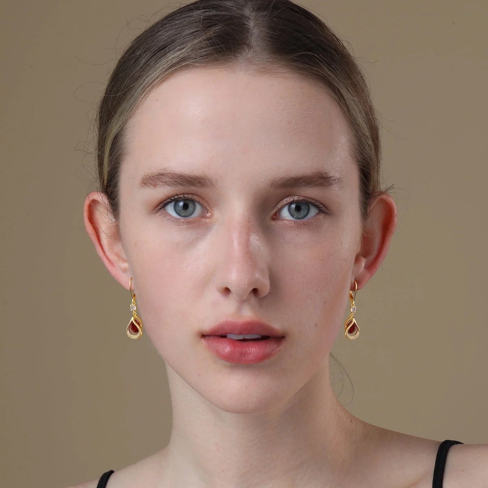 18K Gold Plated Teardrop Drop Earrings for Women Girls Hypoallergenic July Birthstone Earrings with Red Ruby Wedding Birthday Jewelry Gifts Ideas Teen Mom Daughter Wife Girlfriend Kids Age