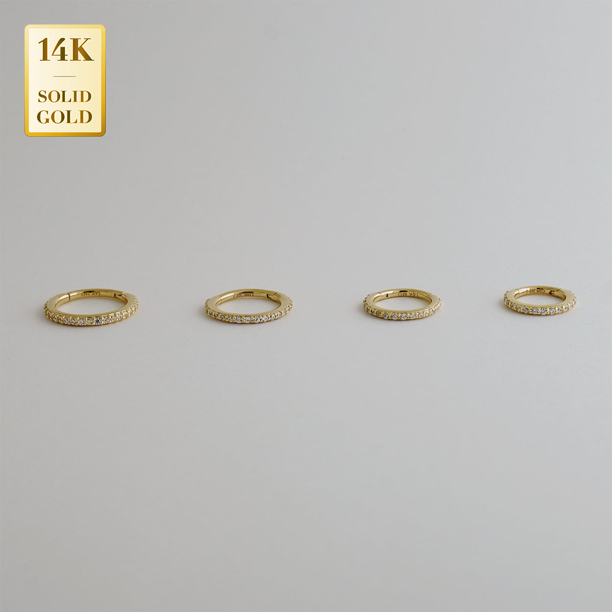 14K REAL Solid Gold Cubic Zirconia Body Hoop Ring Nose Cartilage Earring Minimal