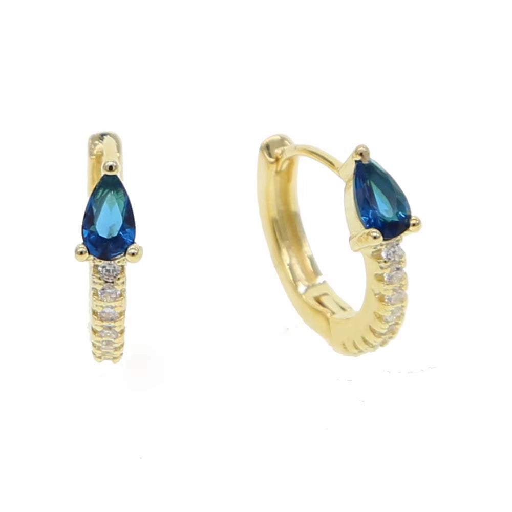 5 Colors Teardrop Birthstone Cz Mini Small Huggie Hoop Earring Minimal Delicate Multi Piercing Small Earrings
