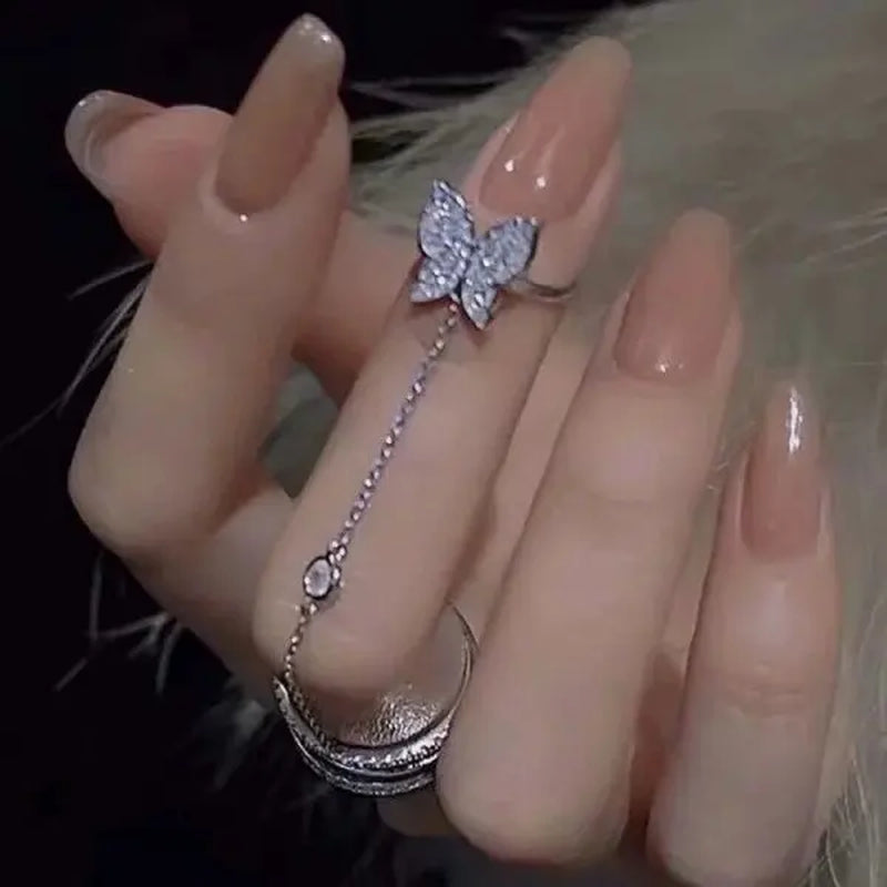 Fashion Silver Color Dancing Moving Butterfly Rings Dainty Insect Minimalist Rings for Women French Jewlery 2022 Trend Anillos